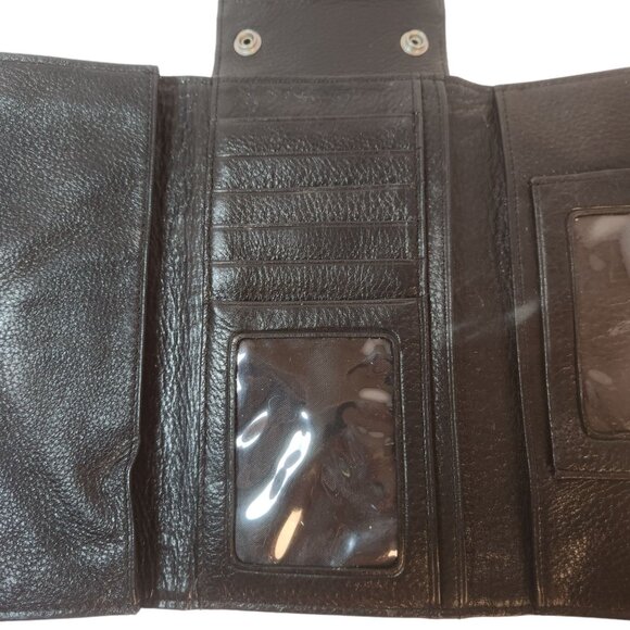 Brighton Vintage Black Leather Reptile Embossed Clutch Wallet Silver Hardware - Picture 14 of 14